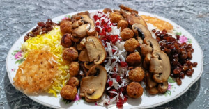طرز تهیه قارچپلو خوشمزه با نخودفرنگی به سبک مجلسی