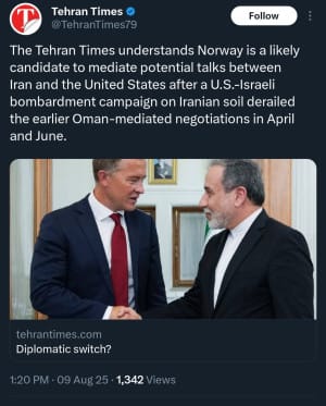 تهران تایمز: نروژ میزبان مذاکرات ایران و آمریکا خواهد بود